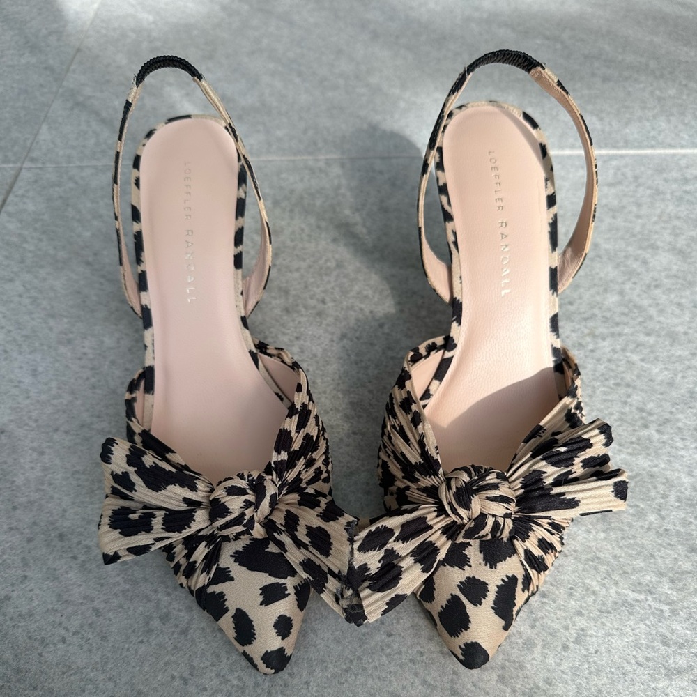 Loeffler Randall Leopard Sylvana Pleated Knot Slingback Pump